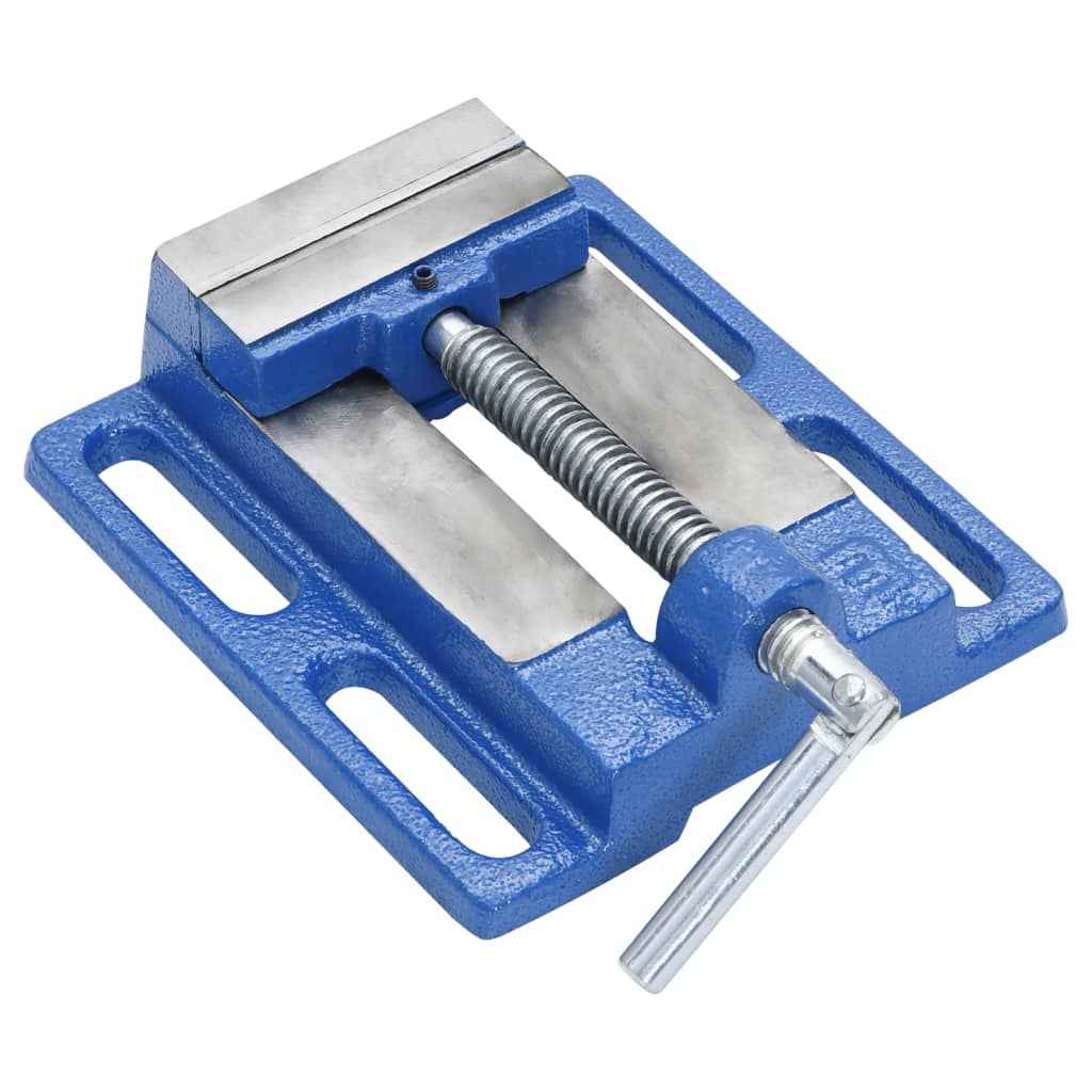 vidaXL Torno para furadora 121 mm ferro fundido azul